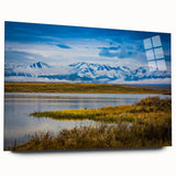 Large abstract wall art of Colorado Springs in acrylic glass, with muted earth tones.