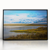 Large abstract wall art of Colorado Springs in muted earth tones, framed in black acrylic.