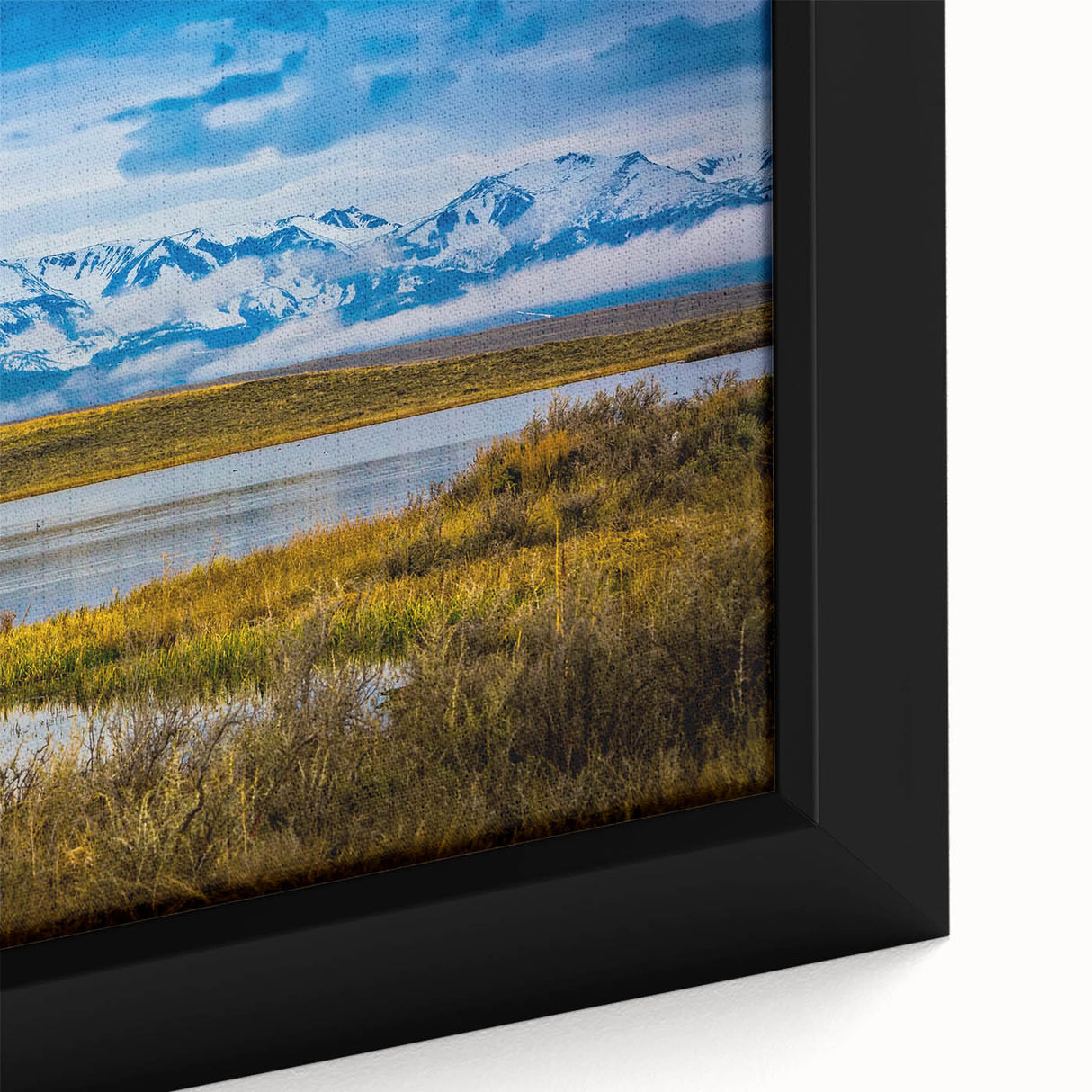 Extra large framed canvas of a textured Colorado Springs scenery in black with vibrant color accents.