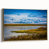 Framed canvas featuring a vintage-style landscape painting of Colorado Springs in muted gold and black tones.