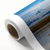 Art deco poster of Colorado Springs landscape on rolled canvas, with muted earth tones, ideal for nursery wall art.