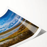 Extra large rolled print featuring line art flowers in muted earth tones, ideal for large living room wall art.