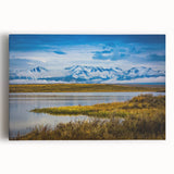 Black and white photograph of Colorado Springs on stretched canvas, suitable as large kitchen wall art.