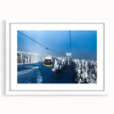 Abstract art print of Telluride, Colorado landscape in muted earth tones on a framed white mat.