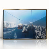 Large art print of Telluride, Colorado landscape in mid-century modernist style, framed in gold acrylic.