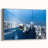 Framed canvas featuring a vintage-style landscape painting of Telluride, Colorado, with vibrant colors on a black background.