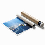 Rolled print of Telluride, Colorado scenery with muted earth tones, ideal for classy bathroom wall art.