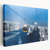 Large art print of Telluride, Colorado scenery on stretched canvas, featuring vivid blue and green tones.