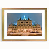 Extra large abstract art print of a textured Connecticut landscape in muted earth tones, framed in gold.