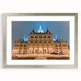 Textured abstract art print of a serene Connecticut landscape in muted earth tones, framed in silver.