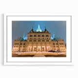 Abstract art print of Connecticut scenery in muted earth tones on a framed white canvas, suitable for dining room decor.