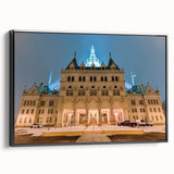 Framed canvas featuring a black and white vintage landscape painting of Connecticut, ideal for bedroom wall decor.