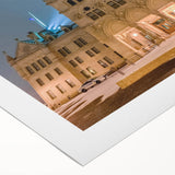 Art deco poster of Connecticut scenery in pastel shades on rolled canvas, suitable for dining room wall art.