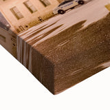 Large art depicting a black and white Connecticut landscape on stretched canvas, suitable for bedroom wall decor.