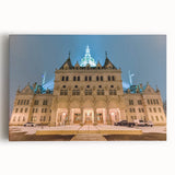 Black and white stretched canvas featuring a serene Connecticut landscape, suitable for kitchen wall art.