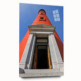 Large abstract wall art on acrylic depicting the Daytona scenery in muted blue and green tones.