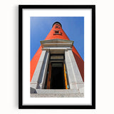 Abstract art print of Daytona scenery in vibrant colors on a textured, black-framed canvas, ideal for living room decor.