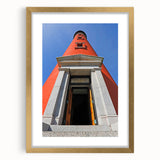 Extra large abstract art print of Daytona scenery in gold frame, featuring textured brushstrokes in earthy tones.