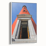 Vintage poster art of Daytona scenery on extra large framed canvas, featuring colorful art on a black background.