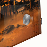 Large abstract wall art depicting Delaware scenery in mid-century modernist style on acrylic glass.