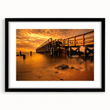 Abstract art print of a colorful, textured Delaware scenery on a black framed canvas.