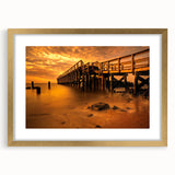 Extra large abstract art print of Delaware scenery in textured gold frame, with vibrant earth tones.