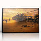 Large abstract wall art depicting Delaware scenery in muted earth tones on a framed acrylic.