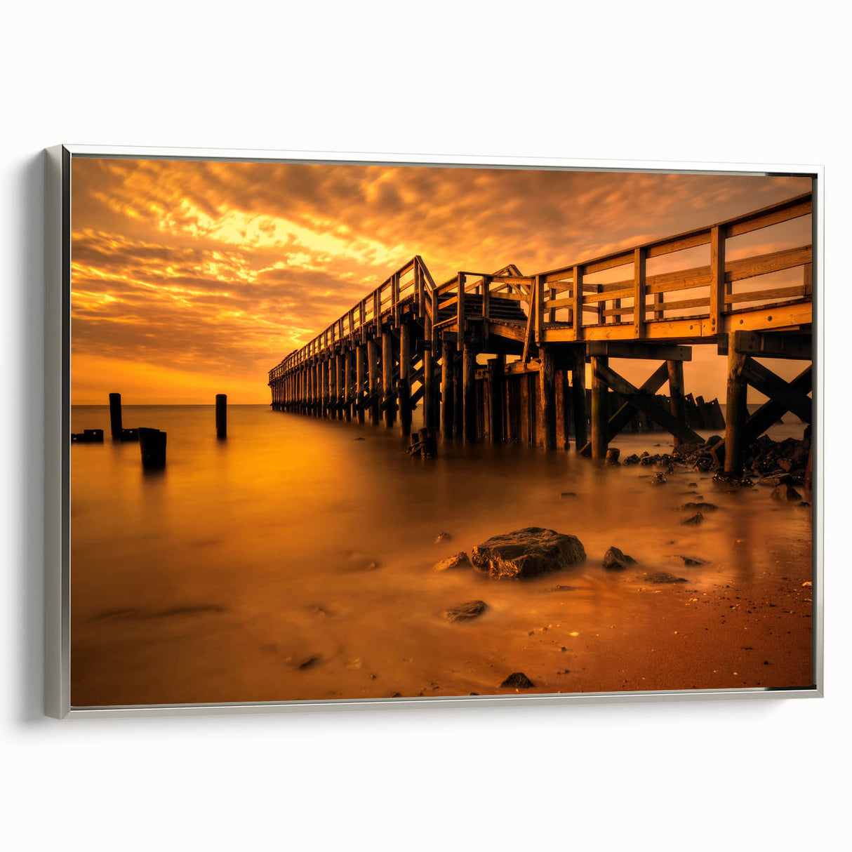 Landscape art painting of Delaware scenery on framed canvas, featuring colorful art in a vintage poster style.