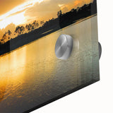 Large abstract depiction of the Everglades in muted green and blue tones on acrylic glass, suitable for dining room art.