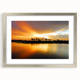 Textured art depicting abstract Everglades scenery in silver frame, ideal for bedroom wall decor.