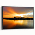 Black and white wall art featuring a vintage poster style landscape of the Everglades on a framed canvas.