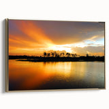 Framed canvas featuring a vintage-style landscape painting of the Everglades in muted greens and blacks.