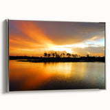 Framed canvas depicting a vintage-style Everglades landscape with muted greens and blues.