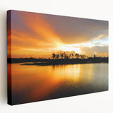 Everglades landscape on large stretched canvas featuring green and blue tones, ideal for kitchen wall art.