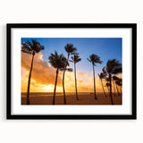 Extra large abstract art print of Fort Lauderdale in vibrant colors on a textured canvas, framed in black.