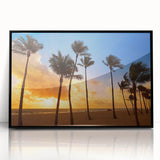 Large abstract wall art depicting the Fort Lauderdale skyline in vibrant twilight hues on a framed acrylic panel.