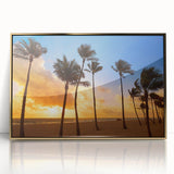 Framed acrylic print of Fort Lauderdale scenery in mid-century modernist style, with golden hues.