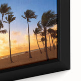 Extra large framed canvas of Fort Lauderdale scenery in black with colorful, textured accents, ideal for living room decor.