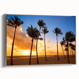 Framed canvas of a vintage-style Fort Lauderdale landscape, featuring colorful art on a black background.