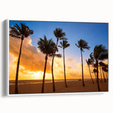 Vintage poster art depicting Fort Lauderdale scenery in colorful hues on a large framed canvas, ideal for living room decor.