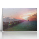 Acrylic print of Florida Keys scenery in art deco style with soft pastel colors, ideal for modern nursery wall art.