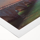 Art deco poster of Florida Keys scenery on rolled canvas, in pastel shades, ideal for dining room wall art.