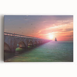 Black and white stretched canvas featuring a panoramic view of the Florida Keys, ideal for kitchen wall art.