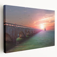 Landscape painting of the Florida Keys on a stretched canvas featuring blue and green hues, suitable for kitchen wall art.