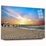 Large abstract depiction of Palm Beach in pastel shades on acrylic glass, ideal for bedroom or dining room art.