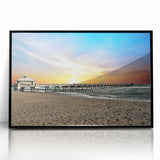 Large abstract wall art depicting Palm Beach with vibrant colors on a black framed acrylic, ideal for modern art wall decor.