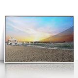 Art Deco poster of Palm Beach with pastel colors on framed acrylic, ideal for nursery wall art.