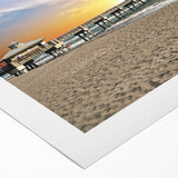 Art deco poster featuring a vibrant scene of Palm Beach with pastel colors on rolled canvas, suitable for dining room decor.