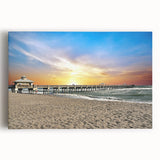 Black and white stretched canvas featuring a panoramic view of Palm Beach, ideal for kitchen wall art.