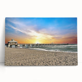 Black and white photograph of Palm Beach scenery on stretched canvas, ideal for kitchen wall art.
